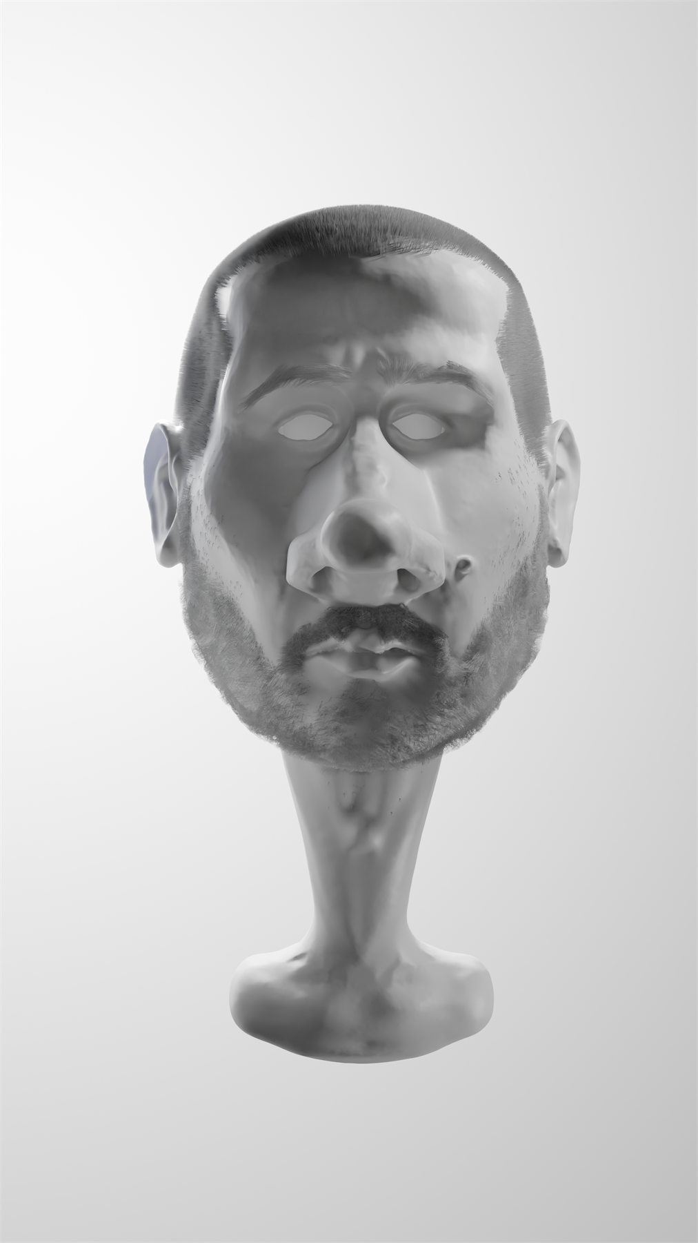 The untextured sculpt seen from the front