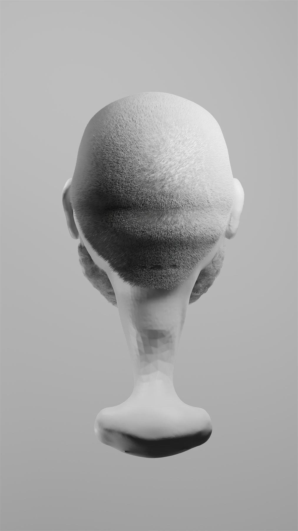 The untextured sculpt seen from behind