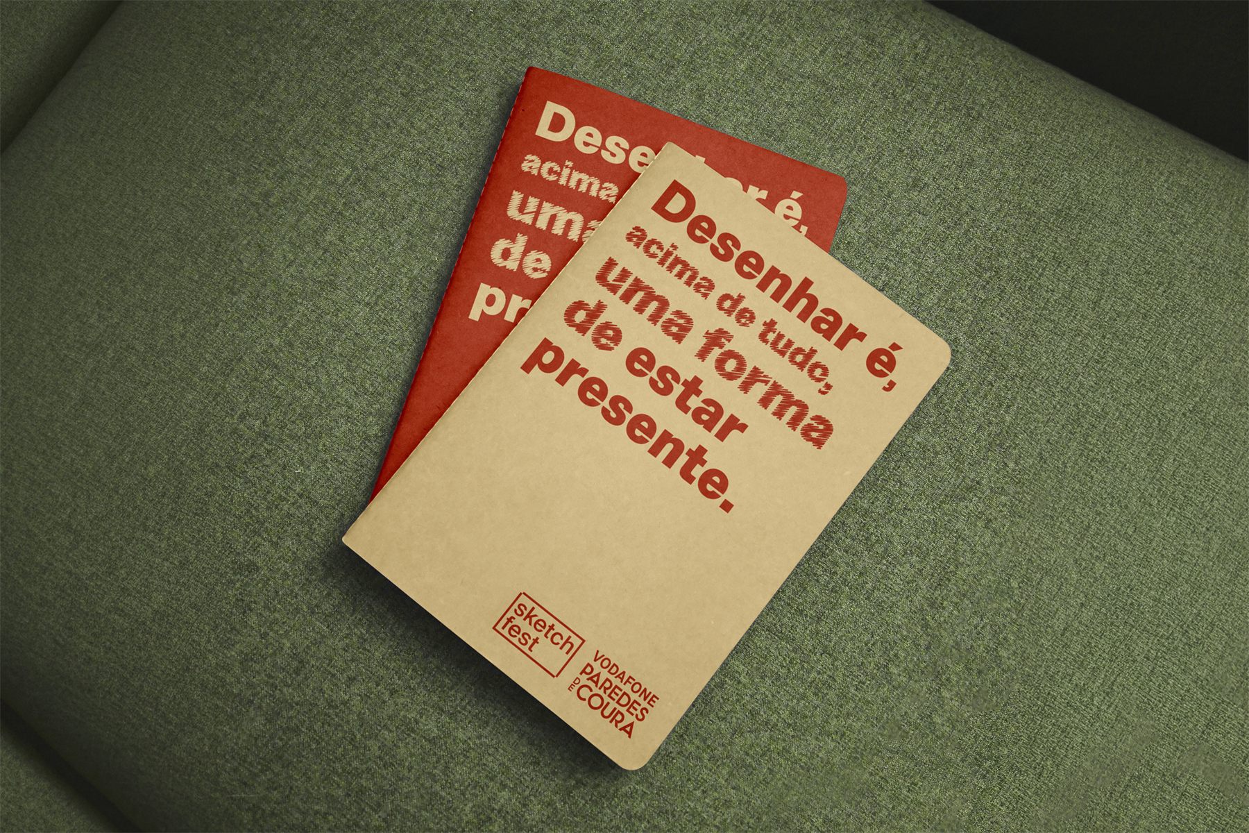 Workshop notebooks in four colourways, carrying the festival&rsquo;s line