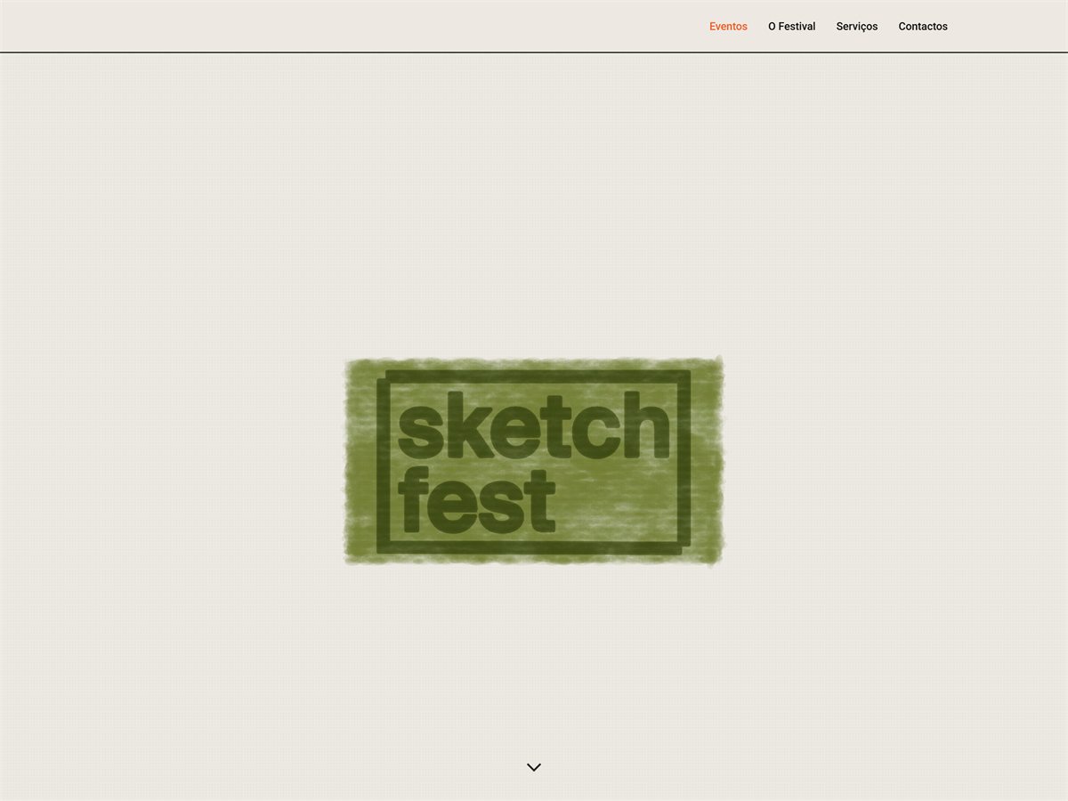 The Sketch Fest website's hero, with the wordmark rubbed out of the blank paper by the cursor